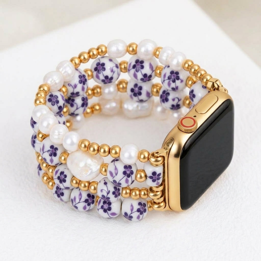 Cinturino Apple Watch Porcelain Garden Violet Bloom