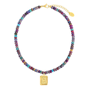 Collana a bolla con iniziale e gemma vivace