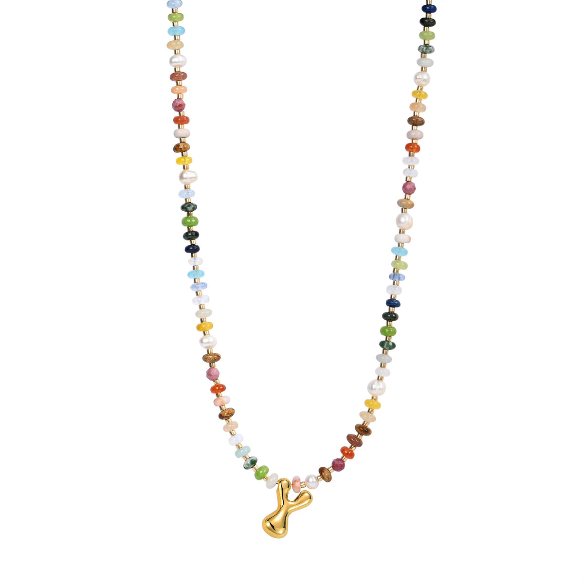Collana con lettere a bolle multicolore