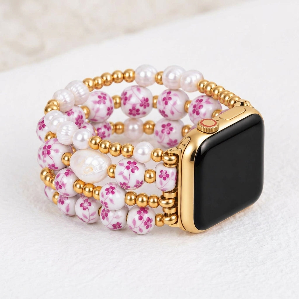 Cinturino Apple Watch Porcelain Garden Rose Blossom