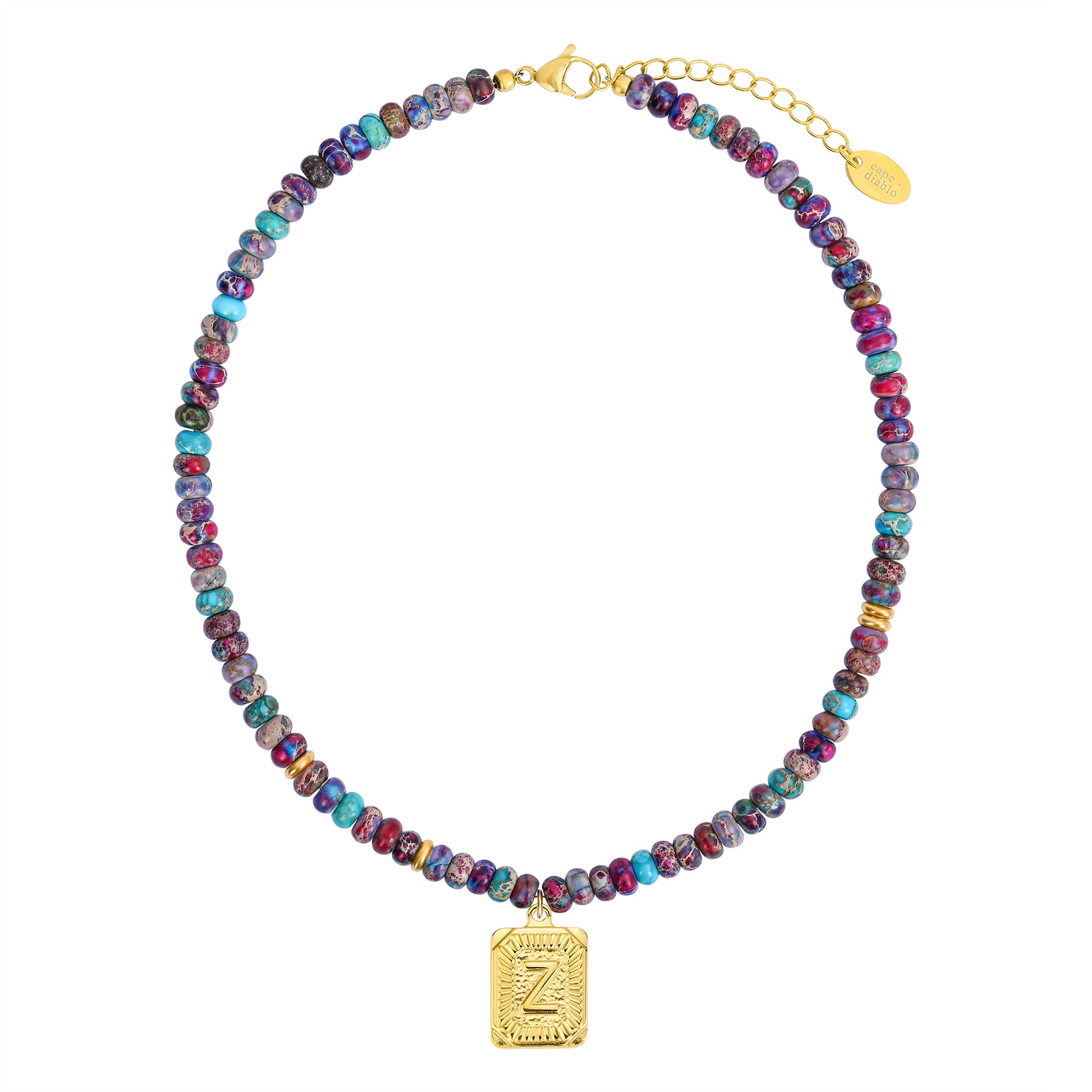 Collana a bolla con iniziale e gemma vivace