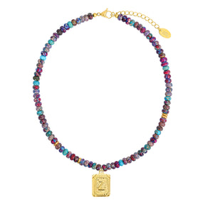 Collana a bolla con iniziale e gemma vivace