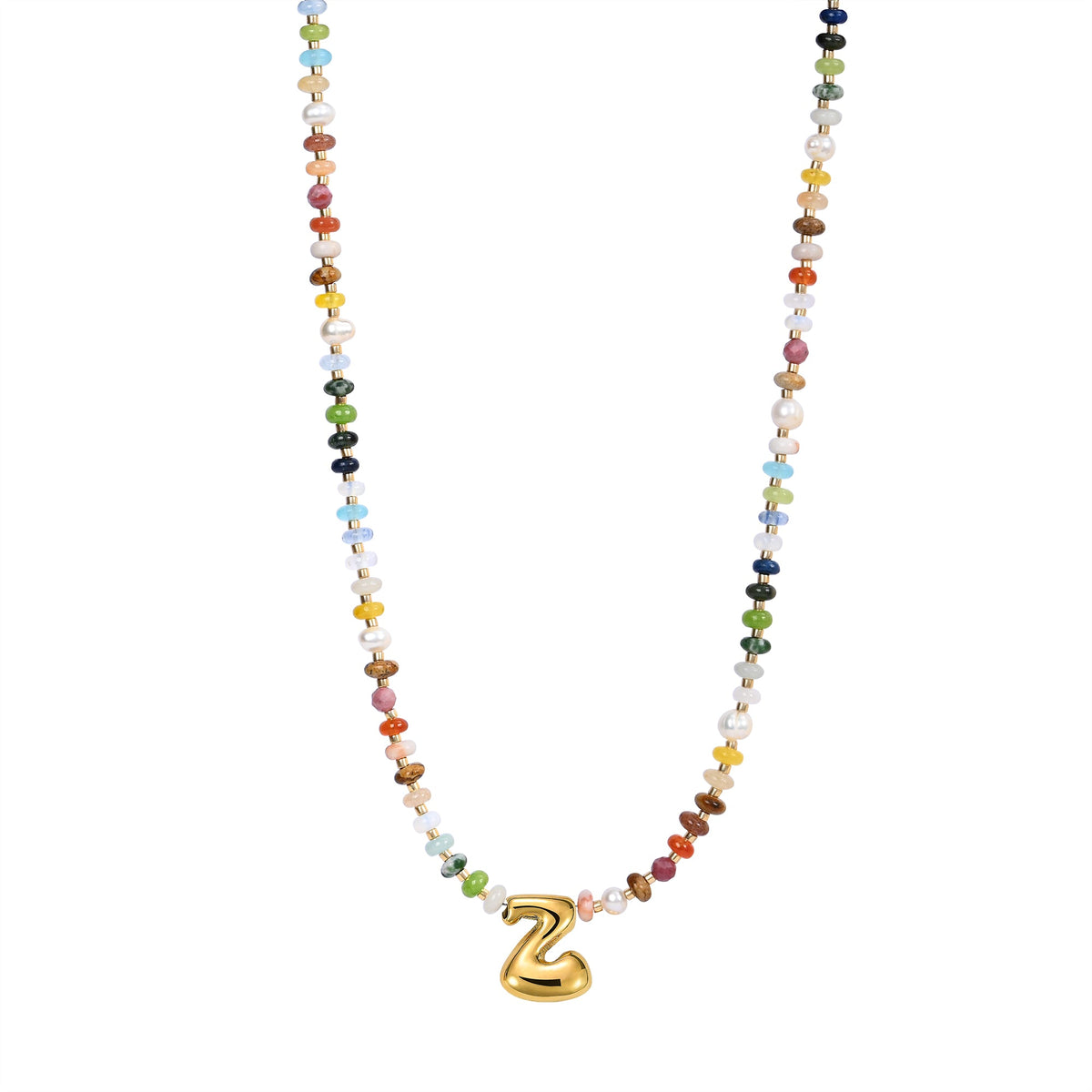 Collana con lettere a bolle multicolore