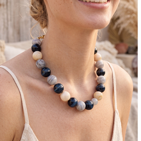 Collana Grigia con Perline Spesse