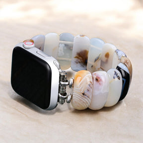 Cinturino elasticizzato Apple Watch in Agata Duna Avorio