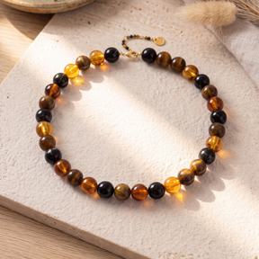 Collana con perline marroni spesse