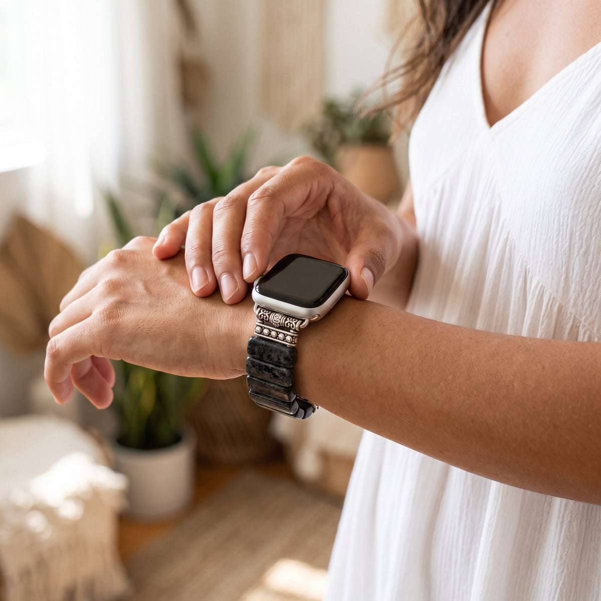 Cinturino elastico per Apple Watch in diaspro mezzanotte