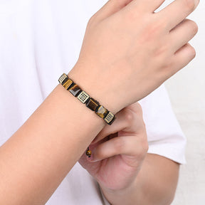 Bracciale da uomo in occhio di tigre giallo