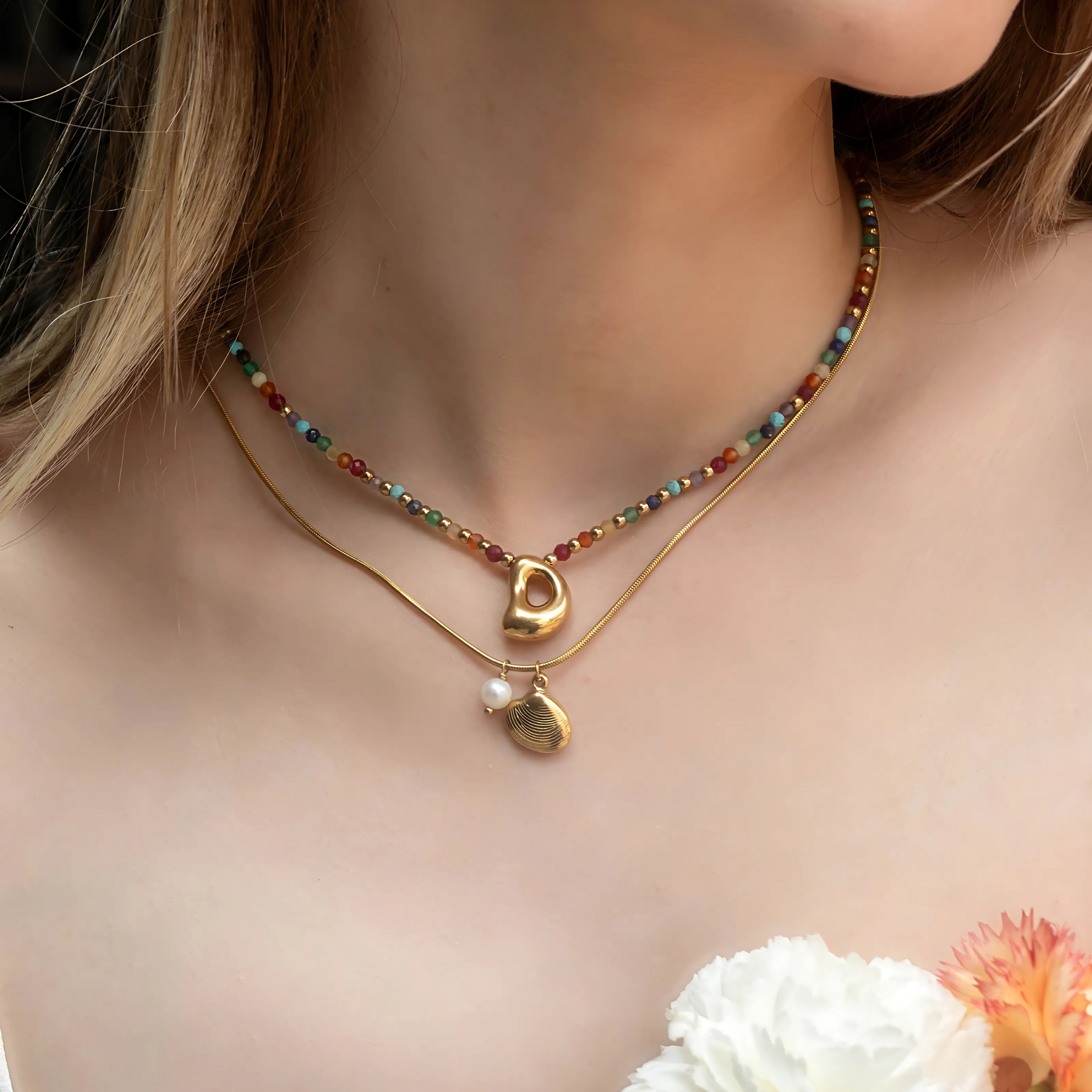 Collana di perle Golden Shell
