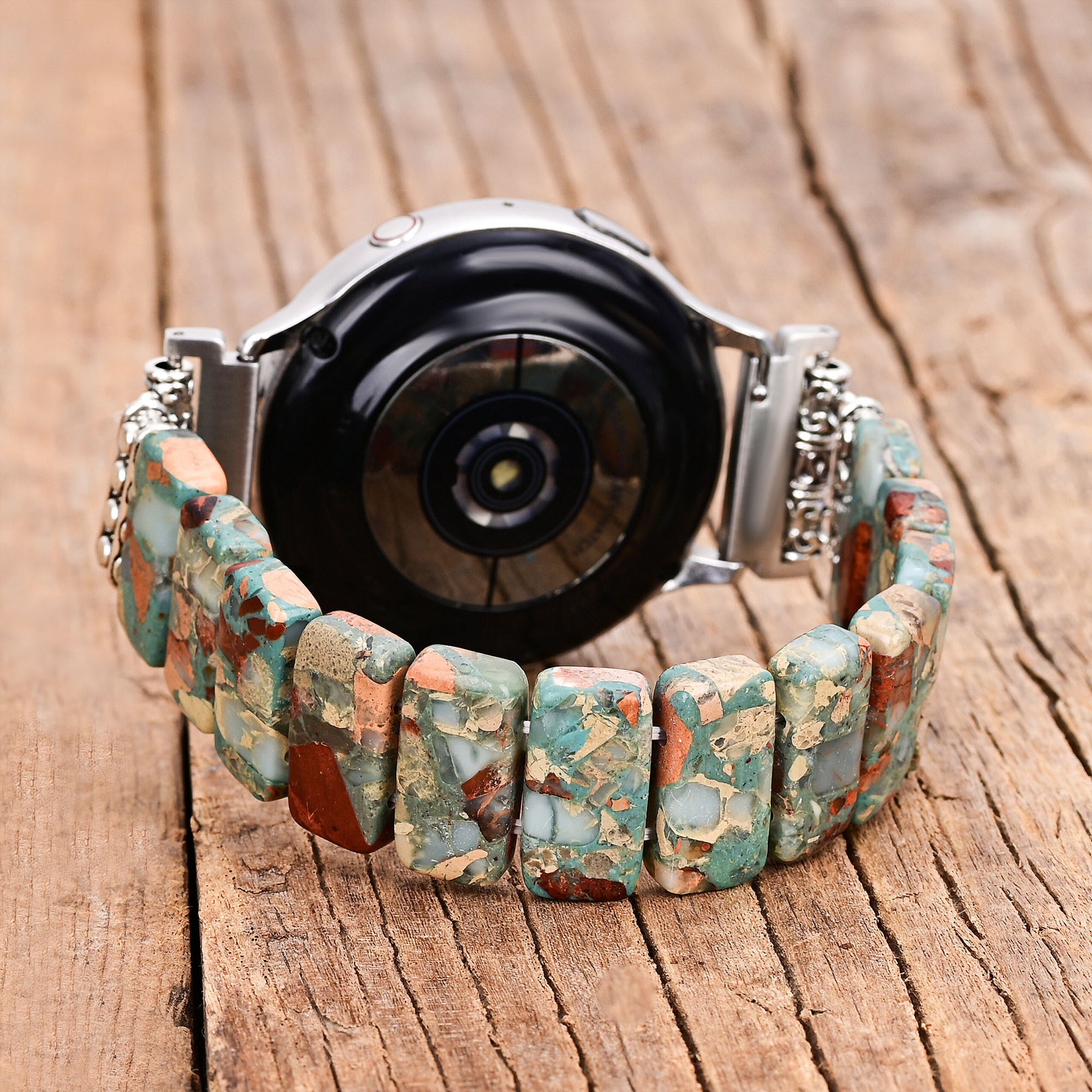 Cinturino elasticizzato Apple Watch in diaspro tibetano della Terra
