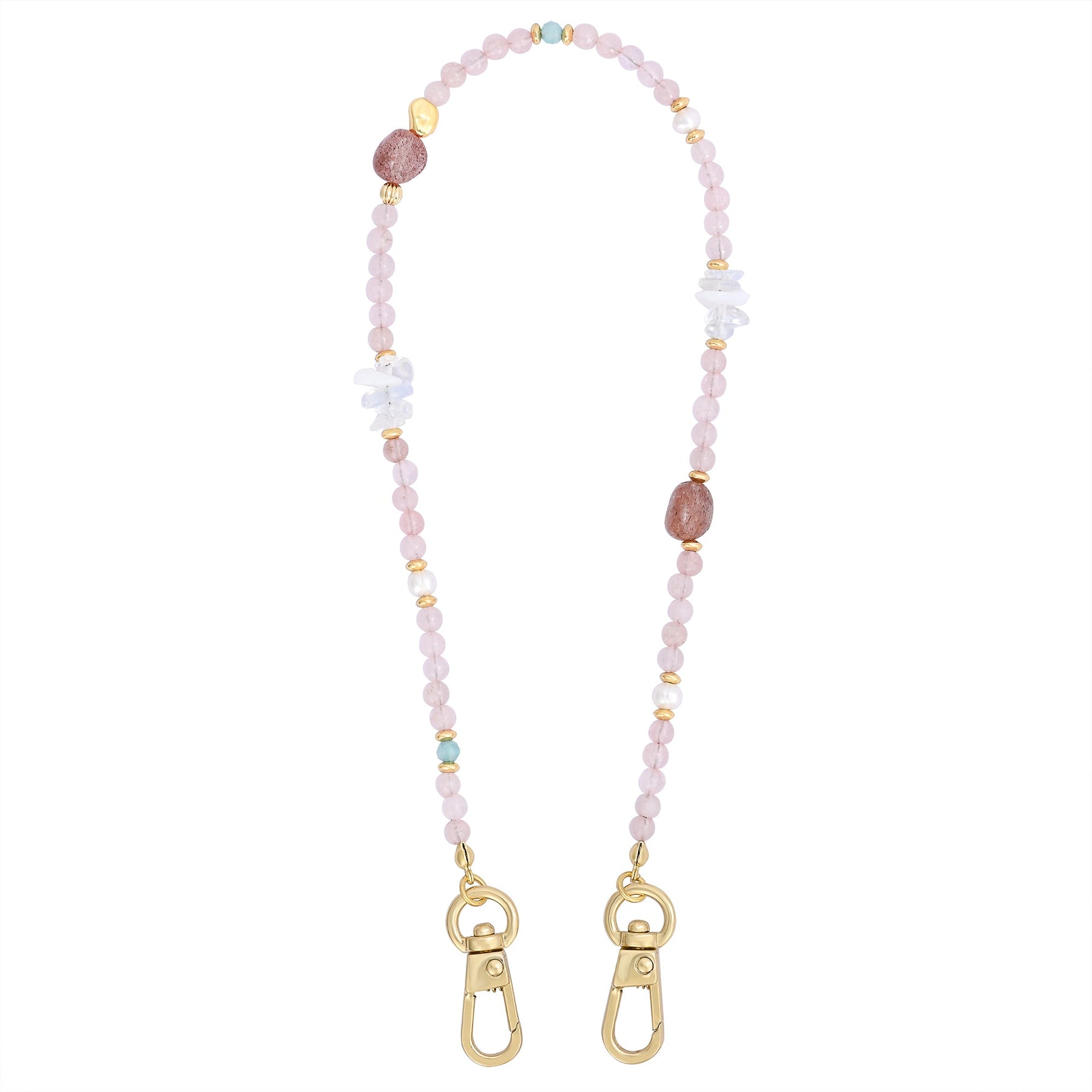 Catena per telefono con ciondolo in quarzo rosa