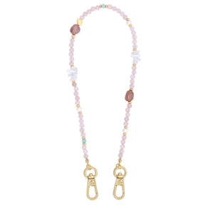 Catena per telefono con ciondolo in quarzo rosa
