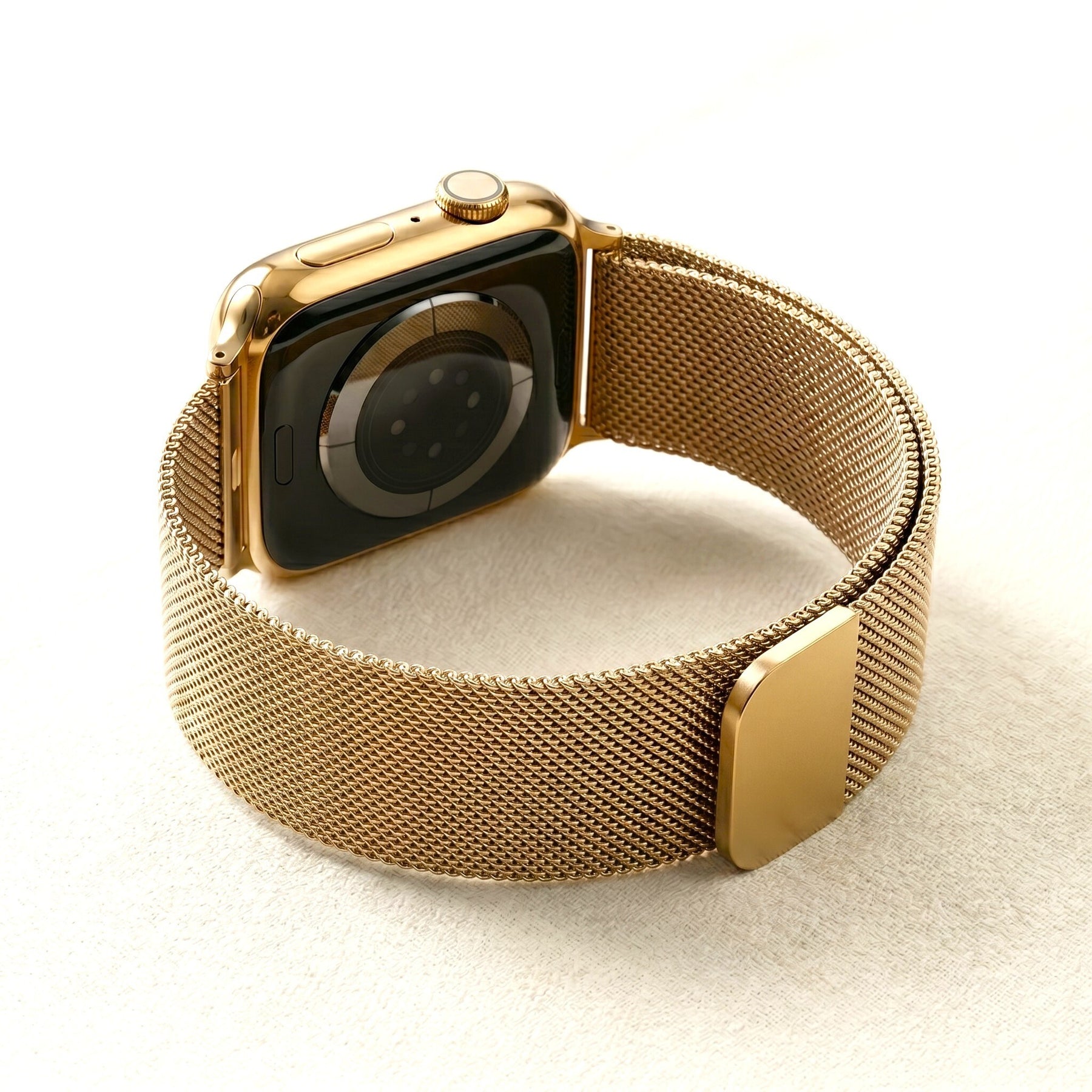 Cinturino elasticizzato di lusso in acciaio dorato per Apple Watch