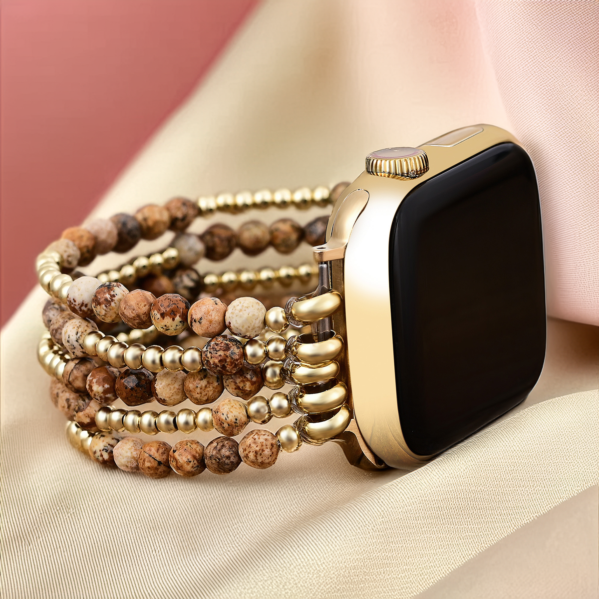Cinturino elasticizzato Golden Earth Jasper per Apple Watch