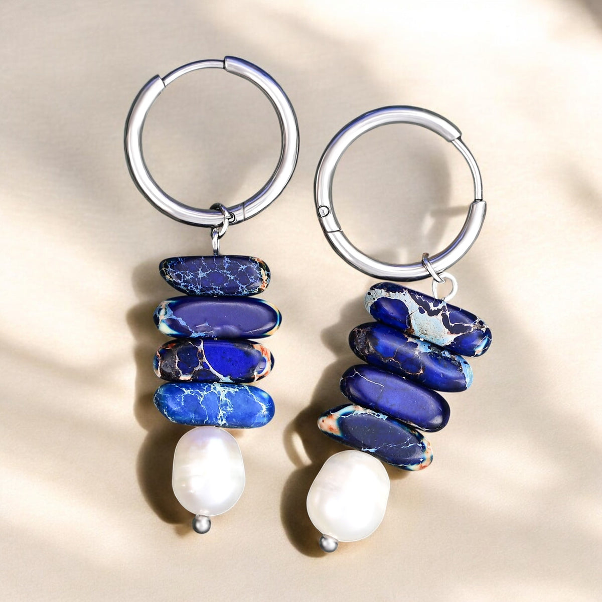 Gocce ad Orecchino in Perle Ocean Bliss e Lapis Jasper