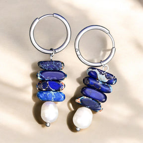 Gocce ad Orecchino in Perle Ocean Bliss e Lapis Jasper