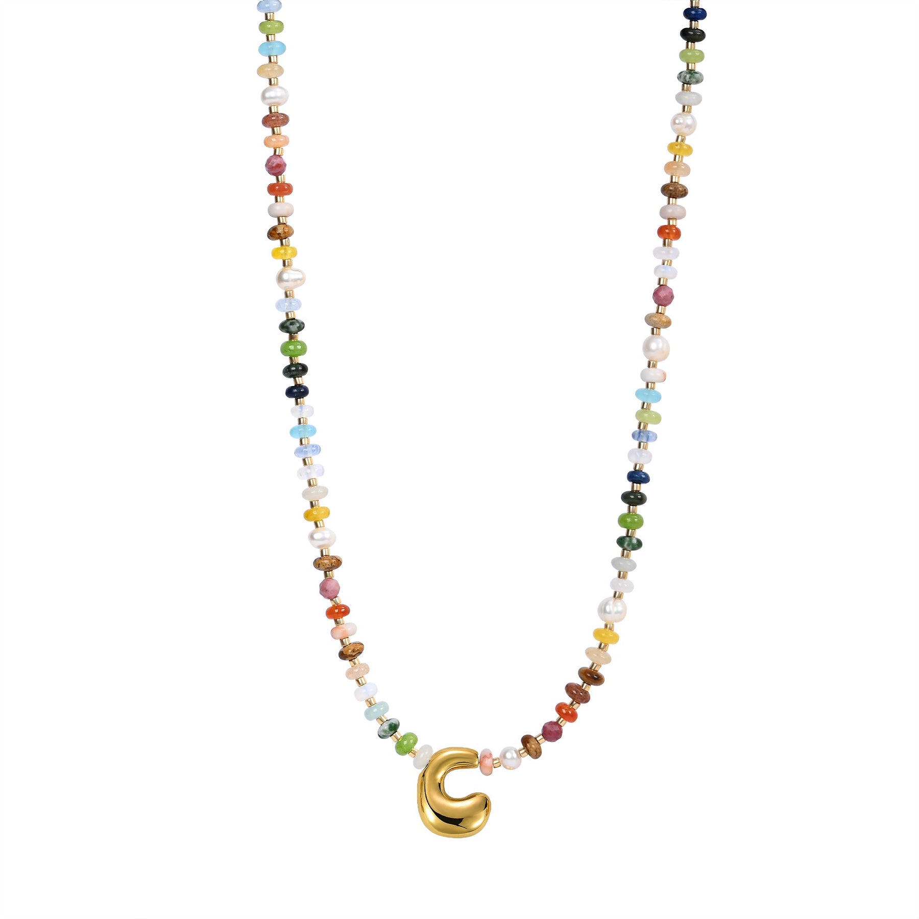 Collana con lettere a bolle multicolore
