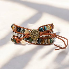 Bracciale artigianale avvolgente in agata indiana