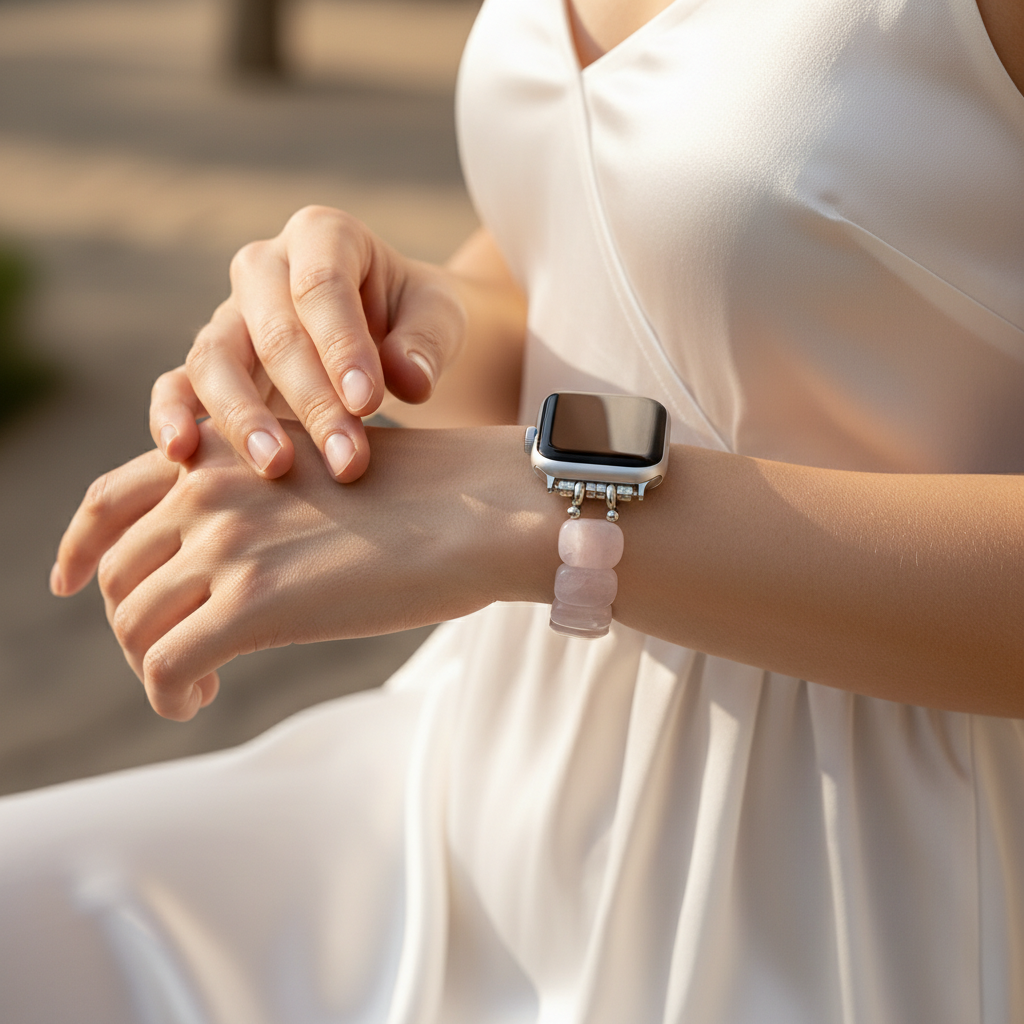 Cinturino elastico per Apple Watch in quarzo rosa tenue