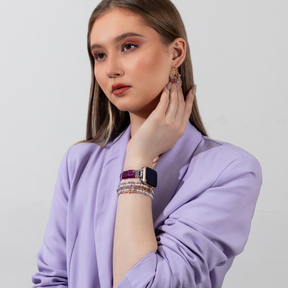 Cinturino elasticizzato Apple Watch in Agata Aura Ametista