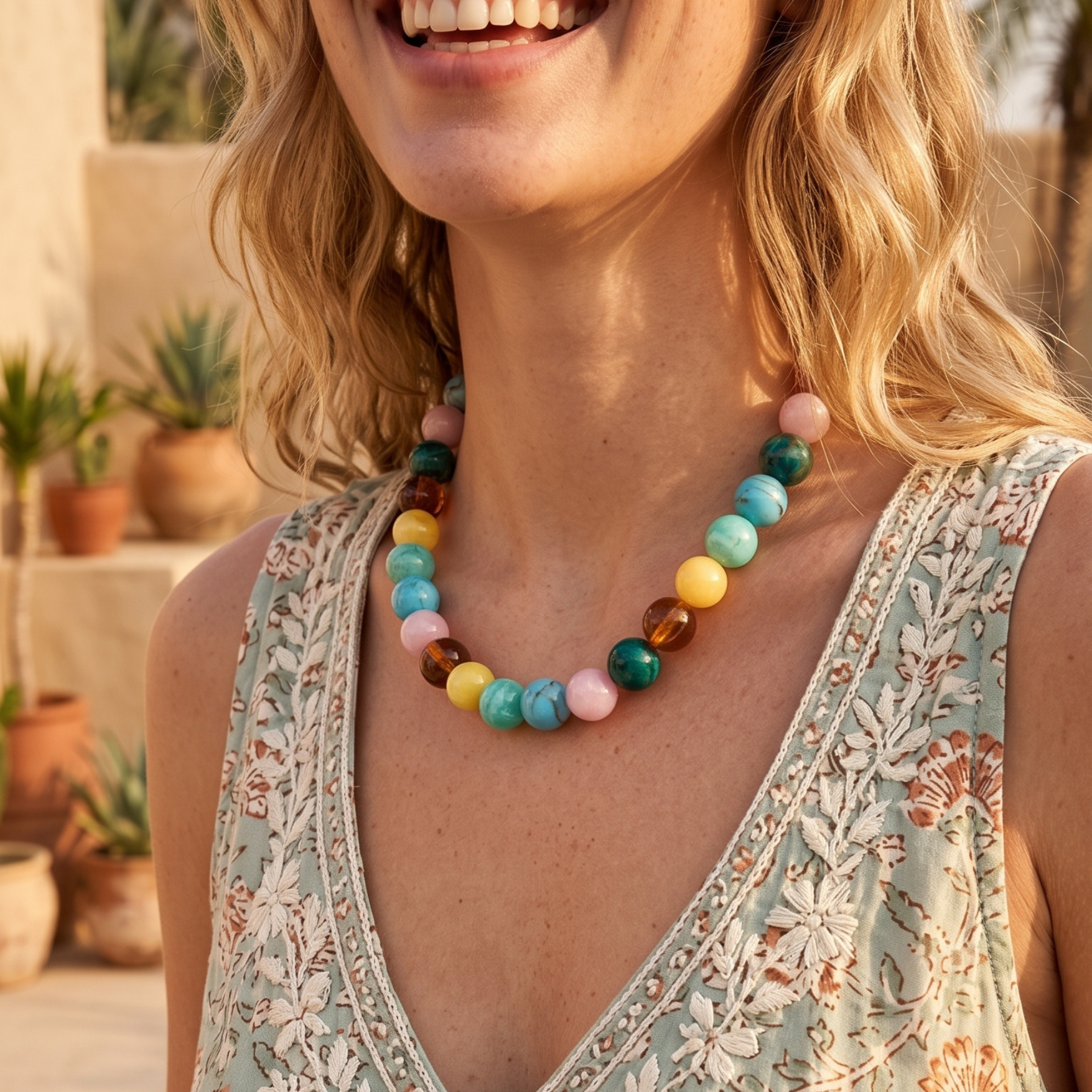 Collana tropicale con perline spesse