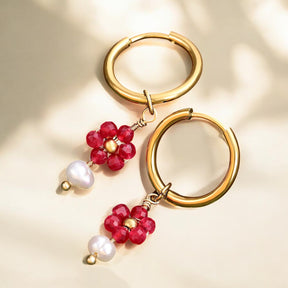Orecchini a cerchio con perla Jade Blossom