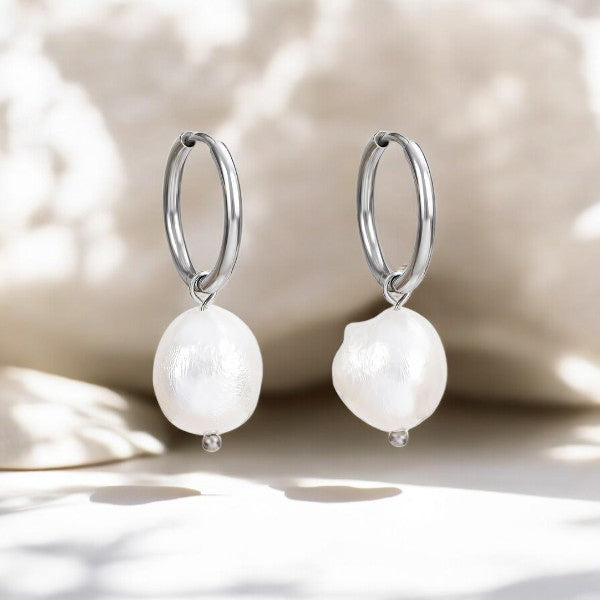 Orecchini a cerchio con perle e agata Golden Grace