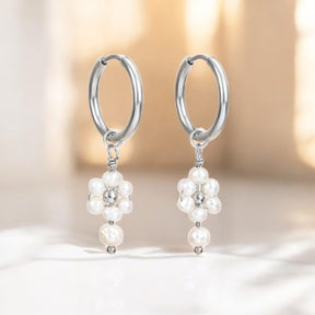 Orecchini a cerchio con perle e agata Golden Grace