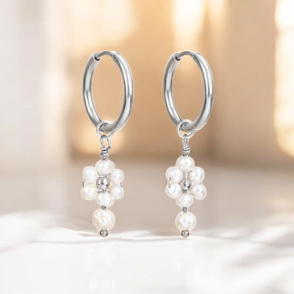 Orecchini a cerchio con perle e agata Golden Grace