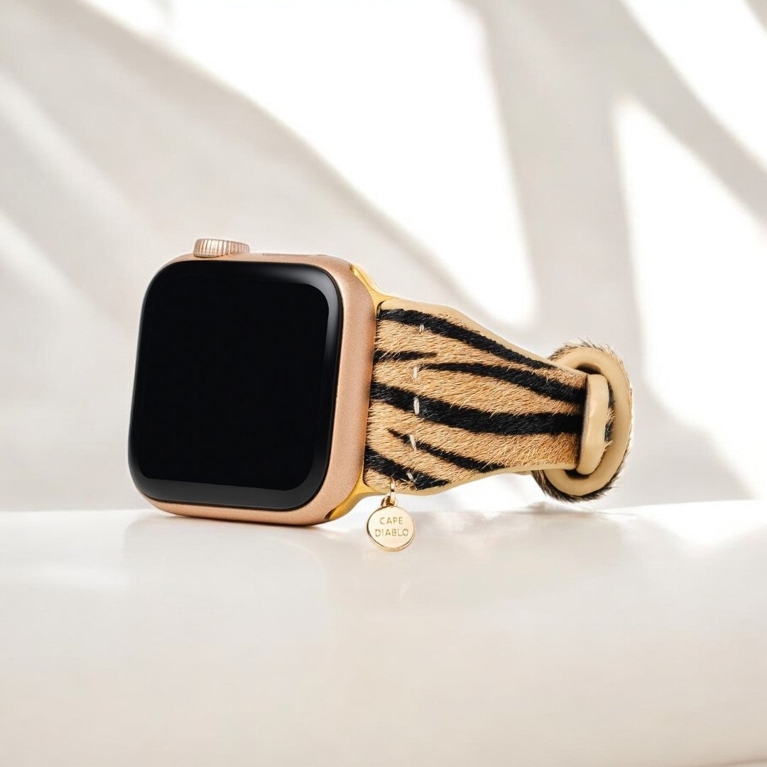 Elegante cinturino in pelle a righe per Apple Watch
