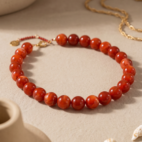 Collana spessa con perline rosse