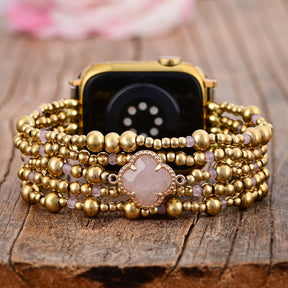 Elegante Bracciale in Quarzo Rosa Incantato per Apple Watch Stretch