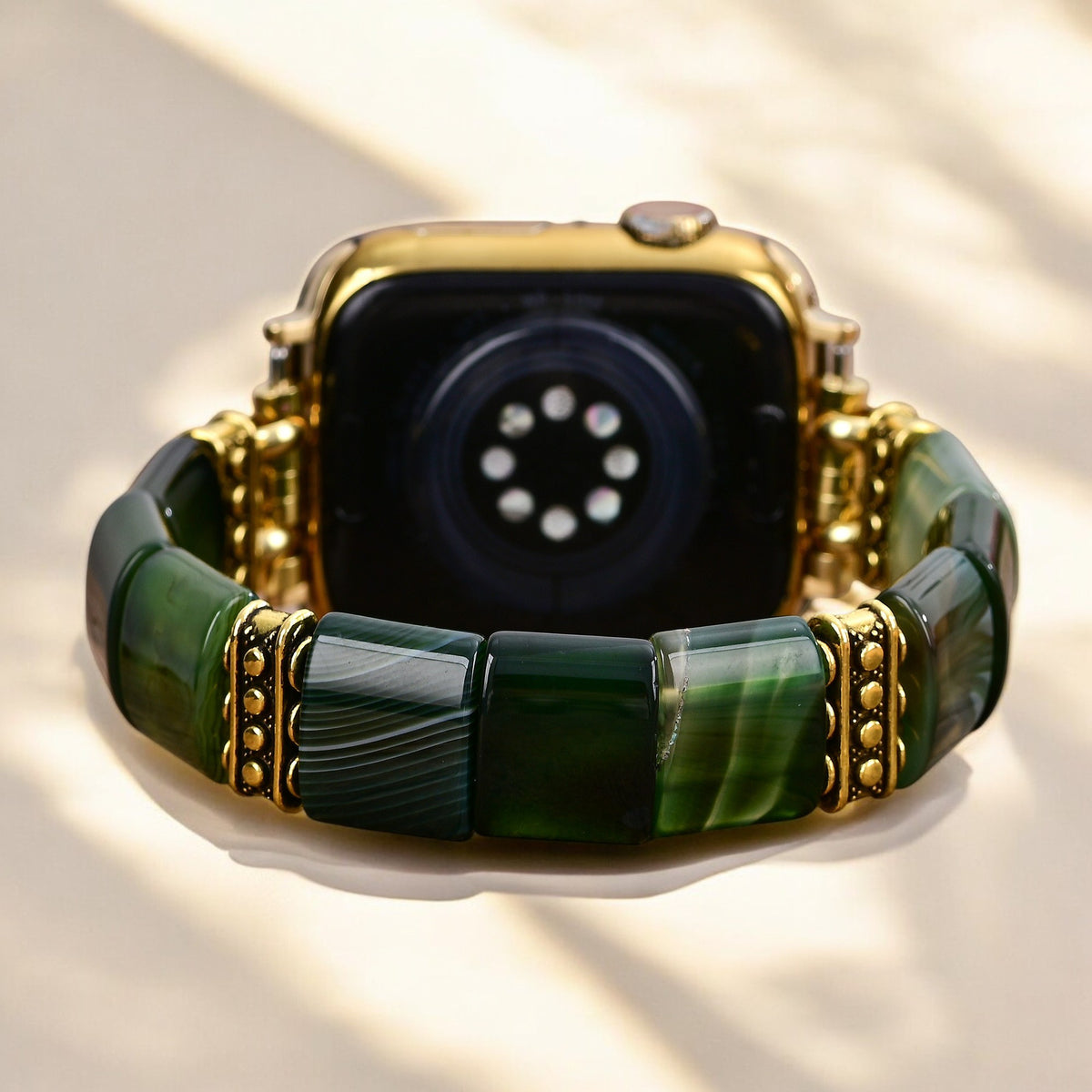 Cinturino elastico in agata Serenity Evergreen per Apple Watch