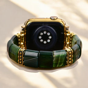 Cinturino elastico in agata Serenity Evergreen per Apple Watch