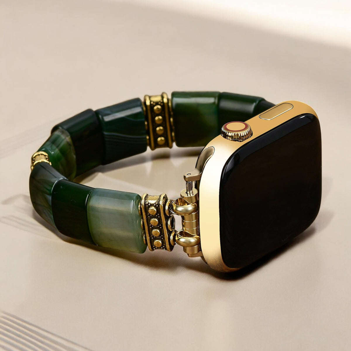 Cinturino elastico in agata Serenity Evergreen per Apple Watch
