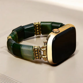 Cinturino elastico in agata Serenity Evergreen per Apple Watch