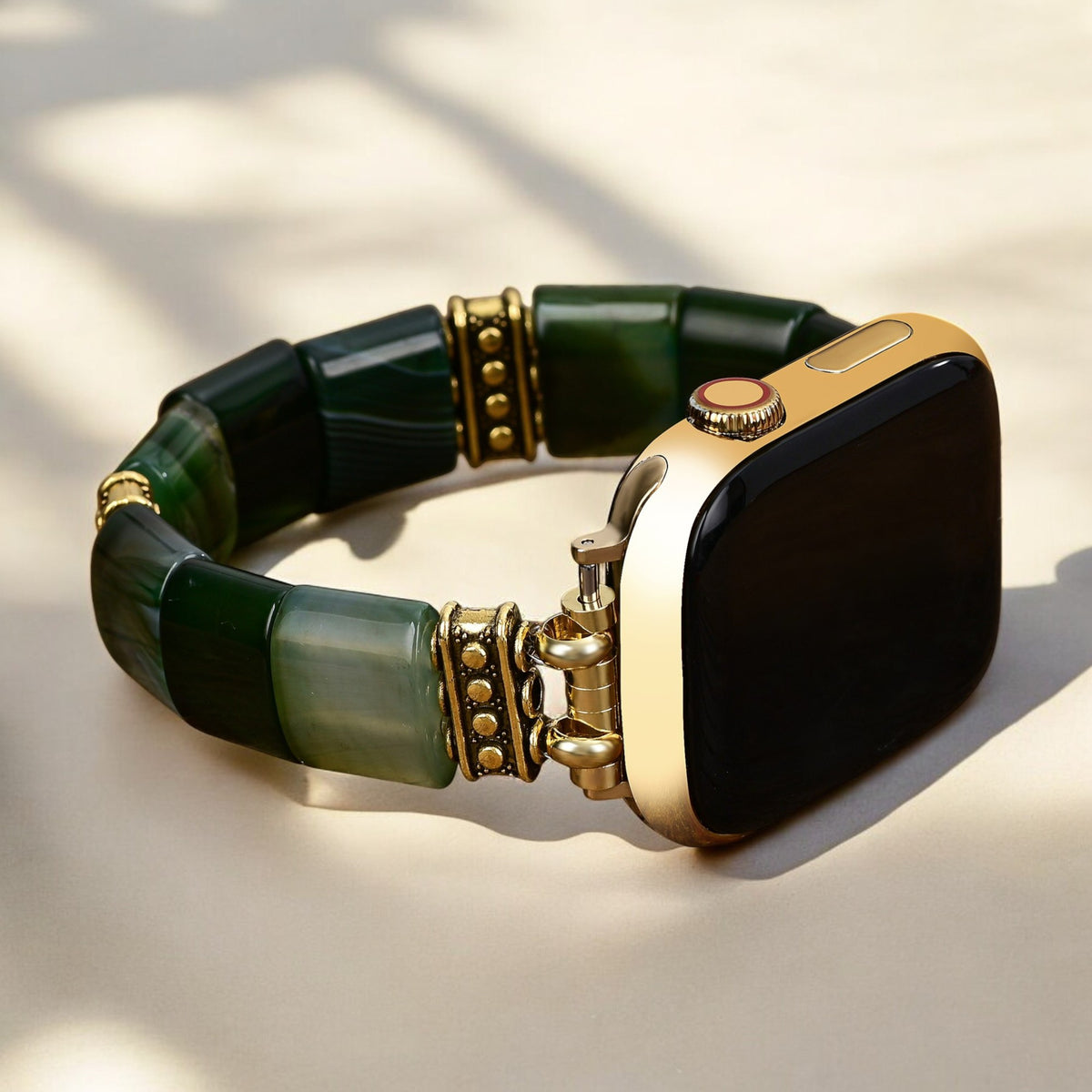Cinturino elastico in agata Serenity Evergreen per Apple Watch