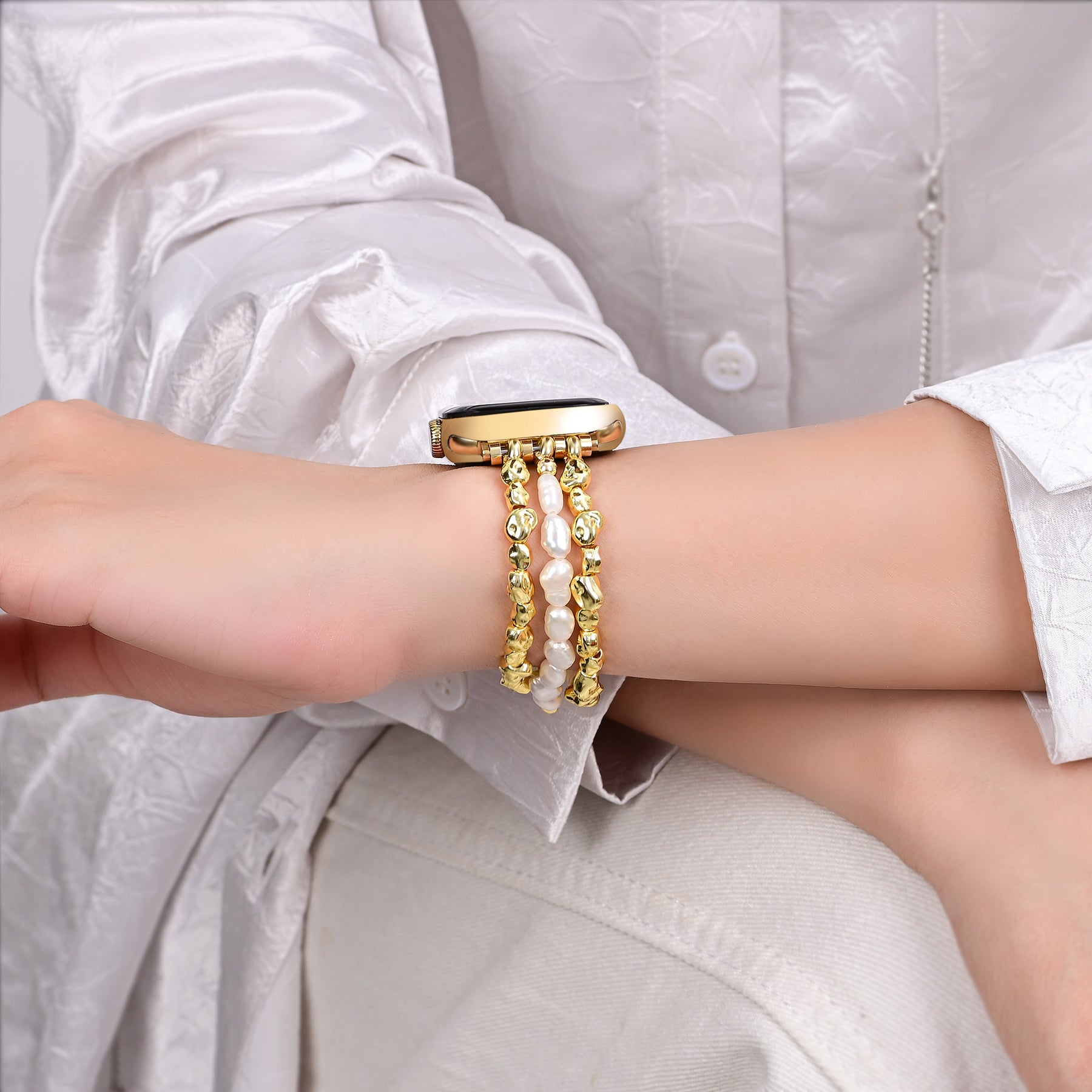 Cinturino elasticizzato Golden Pearl per Apple Watch