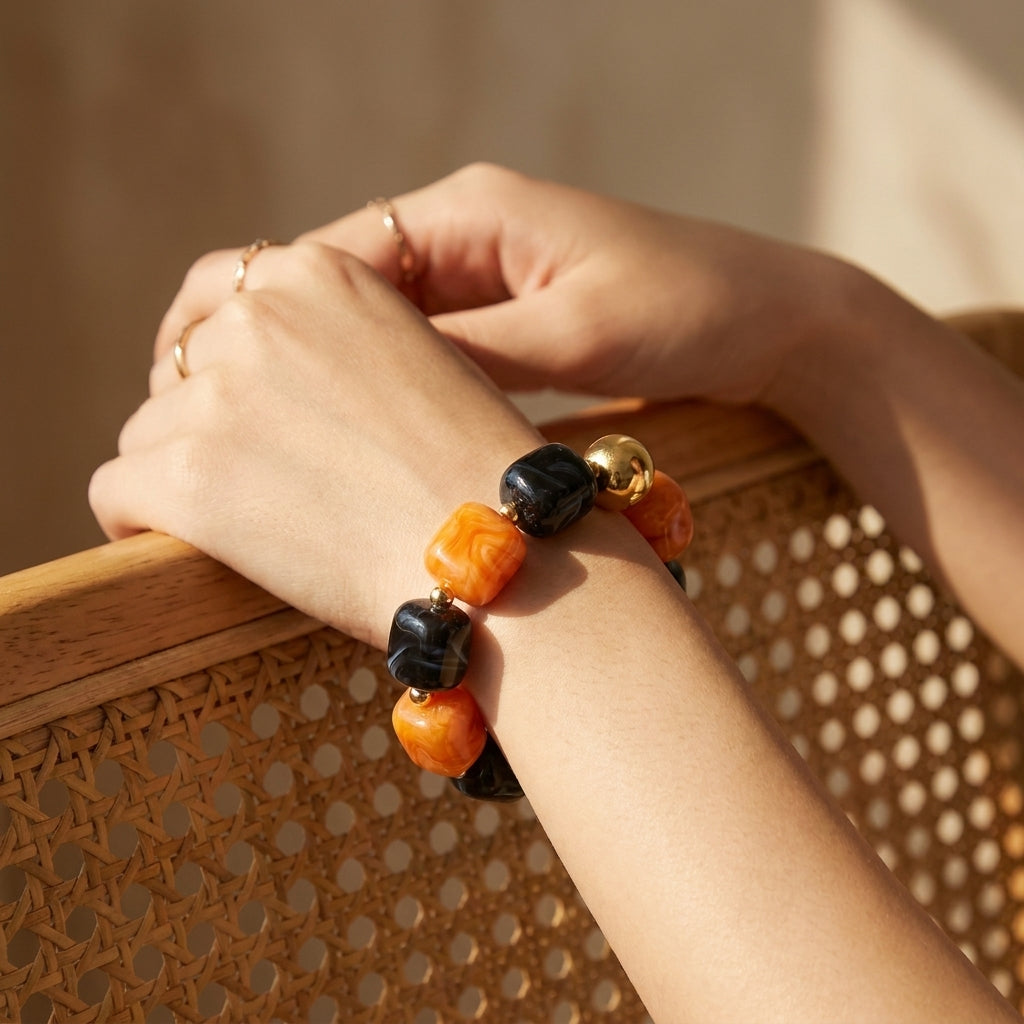 Bracciale chunky di Halloween Zucca al crepuscolo