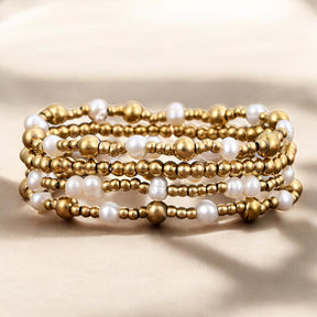 Set di Bracciali con Perle Dorate Scintillanti