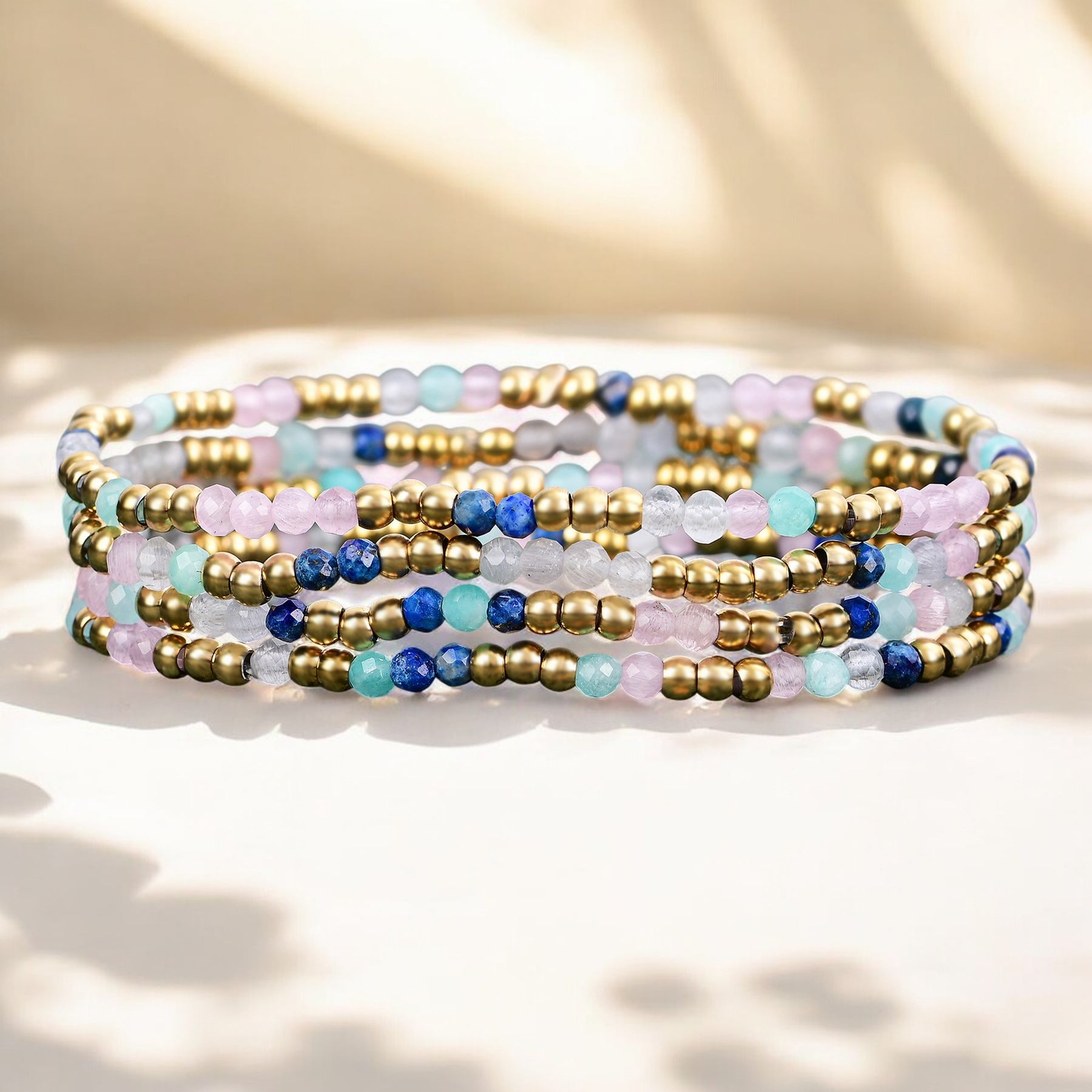 Set di Bracciali con Gioielli in Lapislazzuli e Amazonite