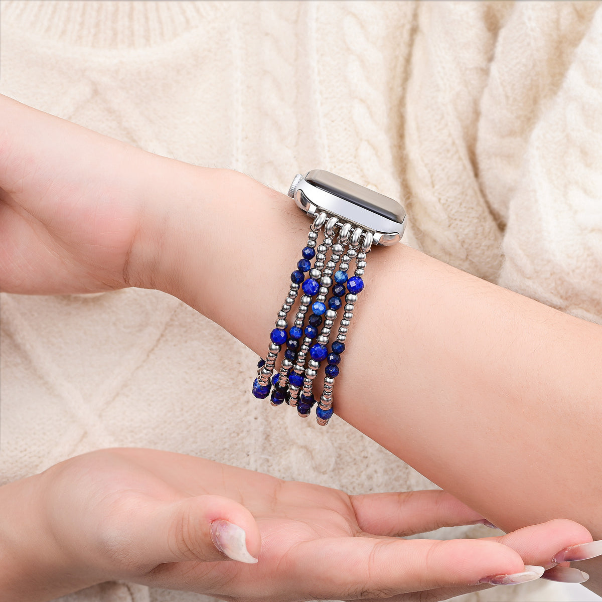 Cinturino elasticizzato Azure Serenity Silver per Apple Watch