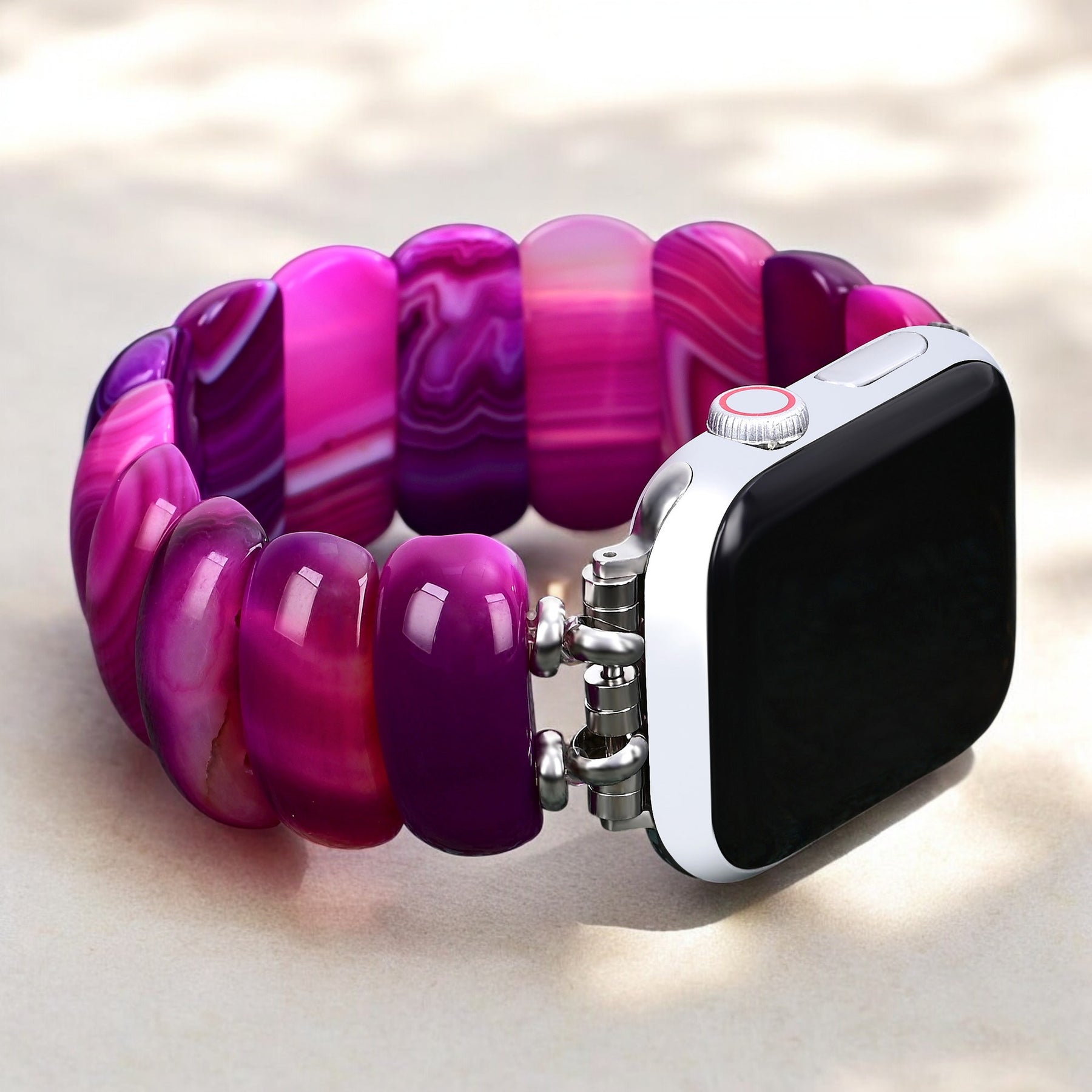Cinturino elasticizzato Apple Watch in agata Orchidea Radiante