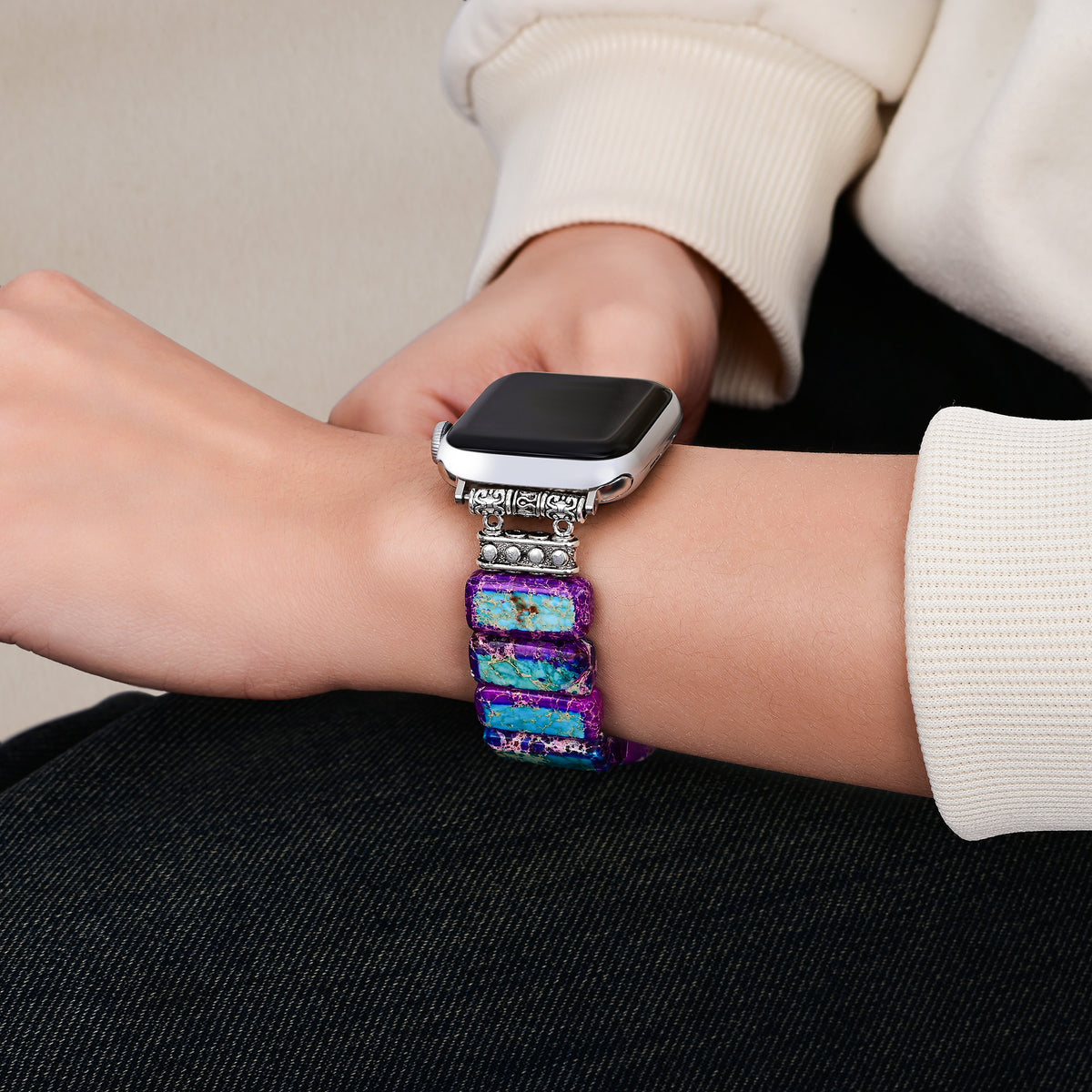 Cinturino elasticizzato Majestic Tibetan Jasper per Apple Watch