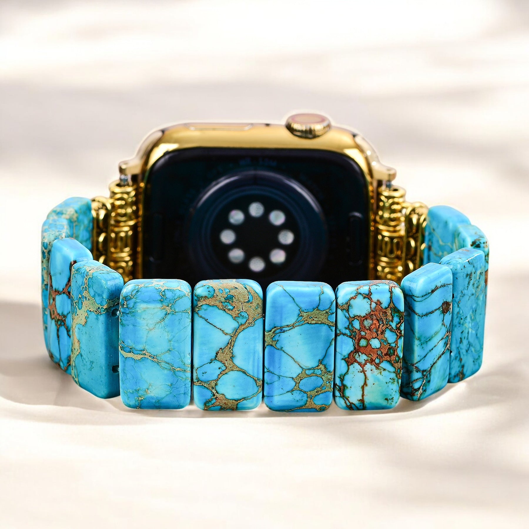 Cinturino elasticizzato Apple Watch in diaspro tibetano turchese