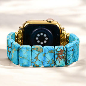 Cinturino elasticizzato Apple Watch in diaspro tibetano turchese