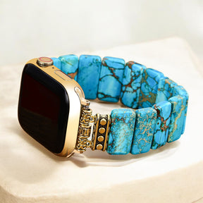 Cinturino elasticizzato Apple Watch in diaspro tibetano turchese