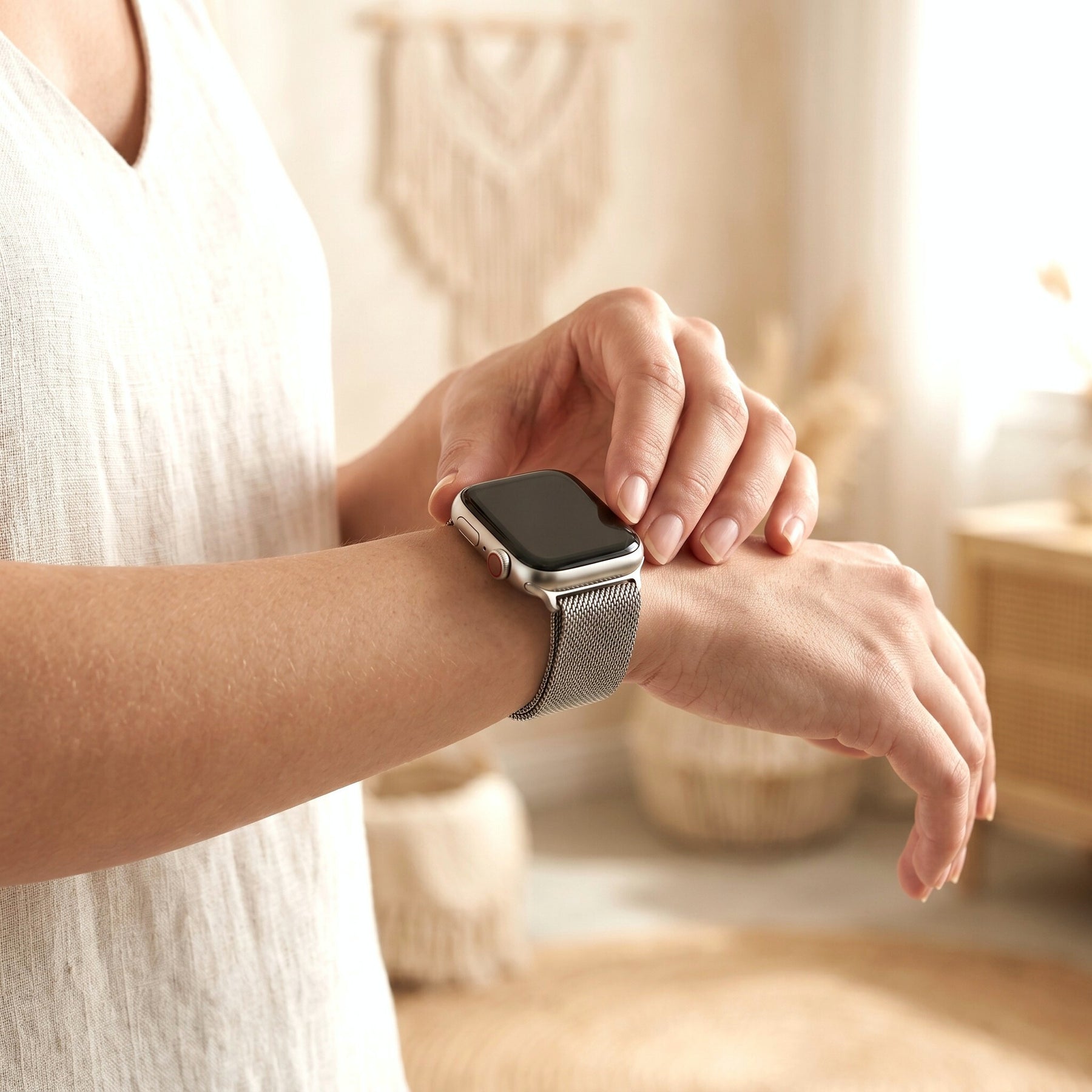 Cinturino di lusso in acciaio platino per Apple Watch
