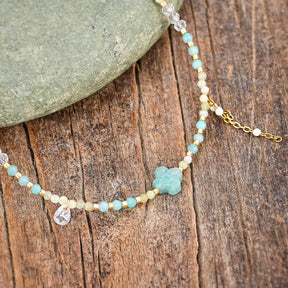 Cavigliera con Charm a Trifoglio in Amazonite Teal