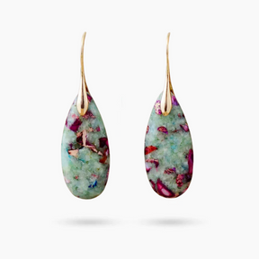 Rosy Reef Jasper Teardrop Earrings